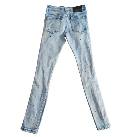 Trinity Kays Jeans Men's Size 28 (28x32) Kulture Stripes Paint Distressed Blue - Picture 2 of 16